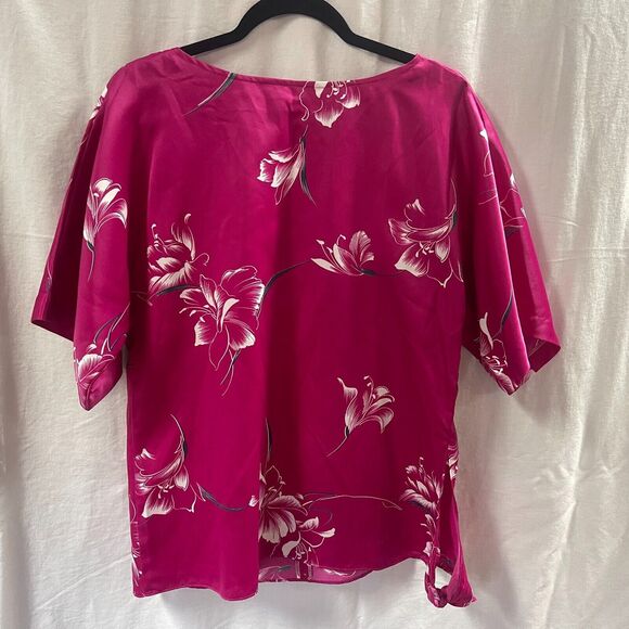 Vtg Nani Hawaiian Womens Shirt Purple Floral Smock Small - Picture 1 of 7